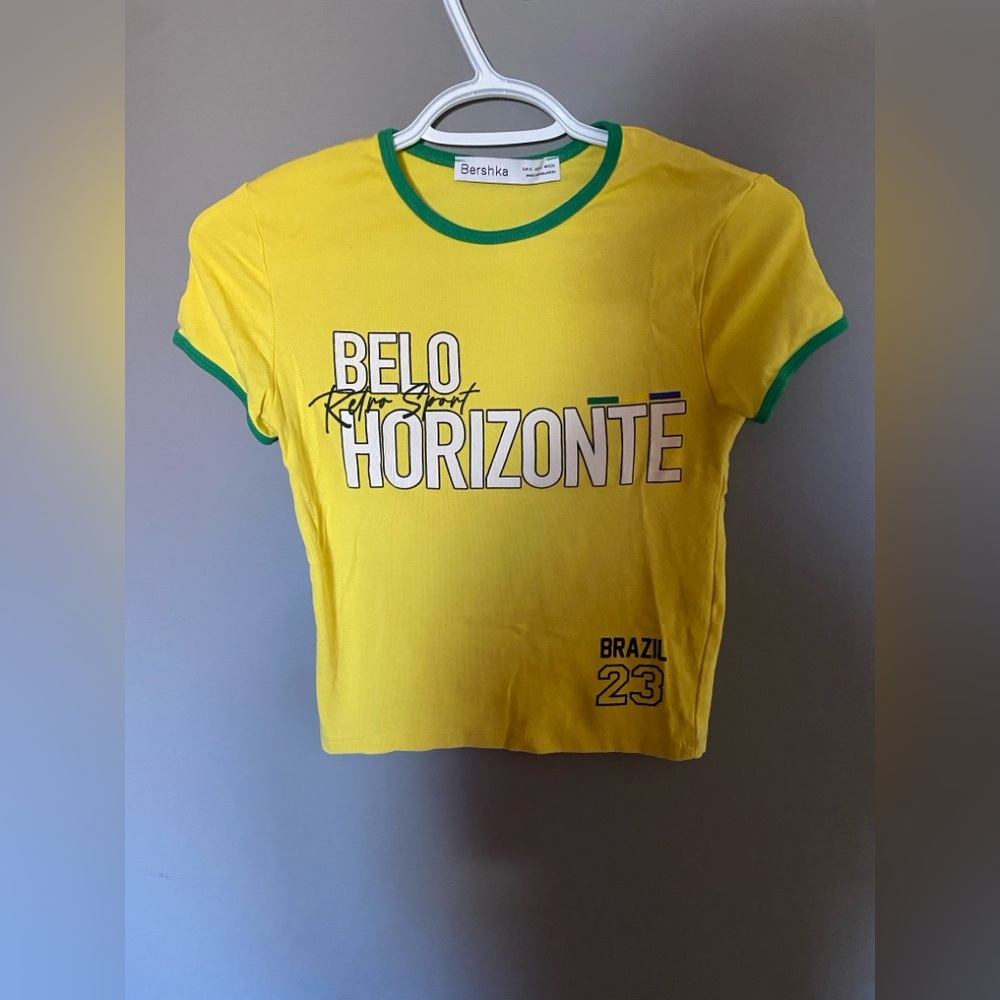 Bershka Yellow Brazil Graphic Tee